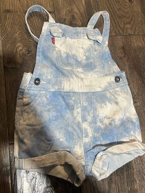 Levi's Toddler Light Blue & White Tie-Dye Short Overalls Size 12 months